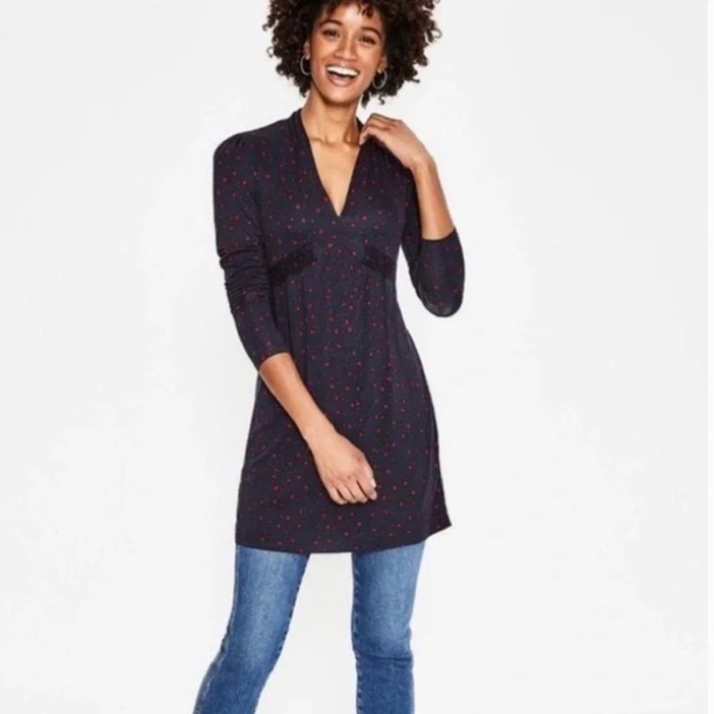 Boden Betty Jersey Tunicโ Navy Blue Stardust Jersey Mini Dress, Size 10R, NWT